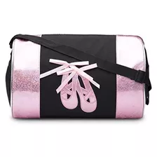 Bolsa De Lona Para Zapatillas De Baile Y Ballet (negro/rosa)