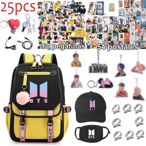 22PCS BTS mochila+bolígrafo+estuche+llavero+collar+postal+pegatina 22PCS BTS mochila+bolígrafo+estuche+llavero+collar+postal+pegatina