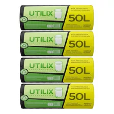 4 Pacotes Saco De Lixo Utilix Dover Roll Preto 50l 30un