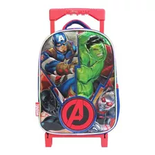 Mochila Grande Con Carro Avengers 45.7 Cm Resistente Color Azul Diseño De La Tela Liso