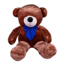 Urso De Pelúcia Gigante Teddy - Grande - Laço Personalizado Cor Urso Mel Com Laço Azul