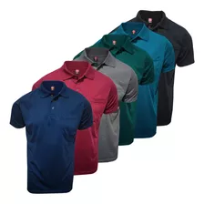 Kit 6 Camisas Polo Com Bolso Poliviscose