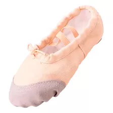 Zapatillas Media Punta Lona Y Gamuza Ballet Niña Yoga Danza