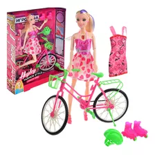 Boneca Bicicleta Estilo Barbie Acessórios Brinquedo Meninas
