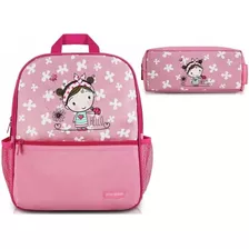 Kit Escolar 1 Mochila + 1 Estojo Necessaire Infantil Menina