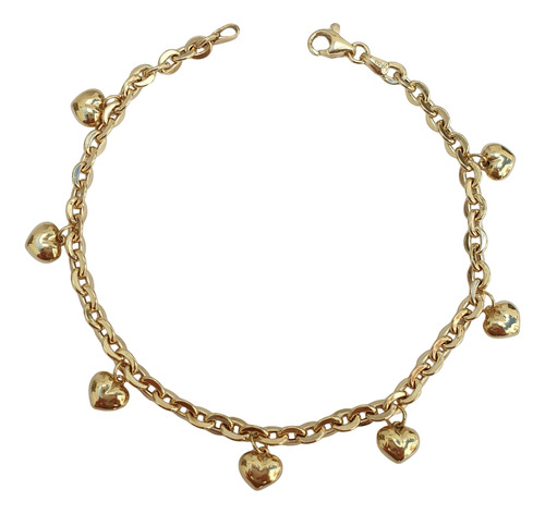 Pulseira Cartier De Ouro 18k Com Berloques Coração Amarelo 19 Cm