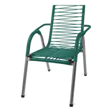 Cadeira De Área Cordinha Varanda Alpendre Reforçada Fio Pvc Cor Verde Liso