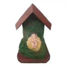 Gruta Presepio Cabana 15 Cm Menino Jesus Natal Madeira