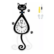 Reloj De Pared De Péndulo Grande, Decoración De Gato,...