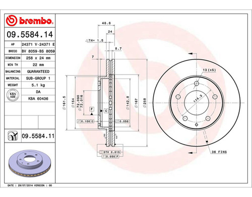 Rotor Freno Izquierdo O Derecho Delantero 626 V6 2.5l 94/97 Foto 2