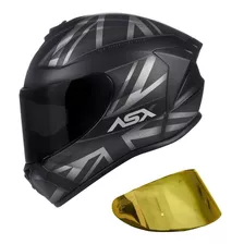 Capacete Fechado Moto Asx Uk Preto/cinza + Viseira Extra