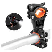 Suporte Universal P/ Bike Lanterna Farol E Bombas Giro 360° Cor Preto E Laranja