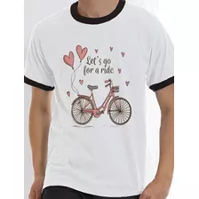 Camiseta Camisa Blusa Bicicleta Feminina Coracao Rosa L1970