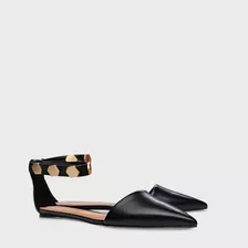 Sapatilha Carrano Slingback Studs Em Couro Preto