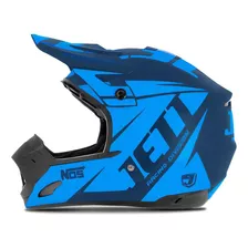 Capacete Fechado Jett Evolution Motocross Masculino Feminino Cor Azul - Azul Claro Tamanho Do Capacete 58