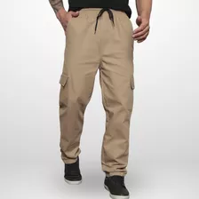 Omg Jeans Calça Cargo Masculina Com 6 Bolsos Cordão Sarja