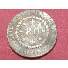 Moeda Brasil 80 Reis 1824 B Cobre Sem Serrilha 