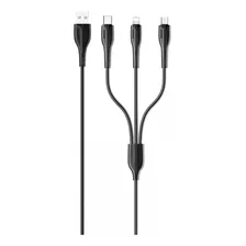 Cable Usb Compatible Micro Usb Lightning Tipo C 1m Usams 3x1 Color Negro