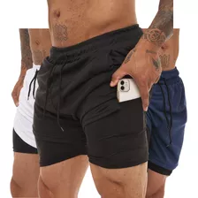 Short Masculino Academia 2 Em 1 Corrida Treino Dry Fit Top