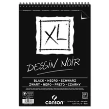 Block Canson Xl Noir 150 Grs 40 Hojas Negras A4 Con Espiral Color Negro