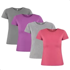 Kit 4 Blusas Camiseta Babylook Femininas Básica Lisa