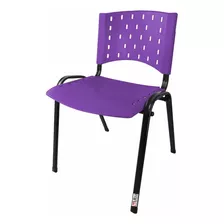 Cadeira Empilhável Lilás Plástica Base Preta