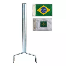 Par Haste Bandeira Moto Custom+ 2 Bandeira Brasil / Brasilia