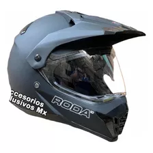 Casco Cross Doble Propósito Negro Mate Roda Certificado Mica