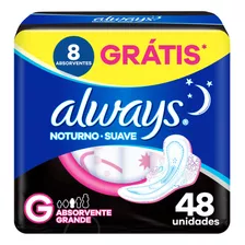 Absorventes Femininos Noites Tranquilas Suave Com Abas 48 Unidades Always