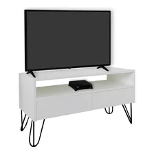 Rack Tv Bancada Nicho Pé Hairpin Legs Industrial Branco Laca