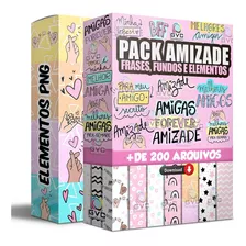 Pack Amizade Amigos Artes Estampas Frases Fundos Elementos 