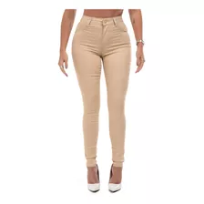 Calça Jeans Sarja Feminina Colorida Cintura Alta Trabalhar