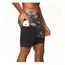 Shorts Masculino Corrida Bermuda Compressão Bolso Celular