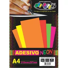 Papel Adesivo Neon Laranja A4 100g/m² C/20 Folhas Off Paper