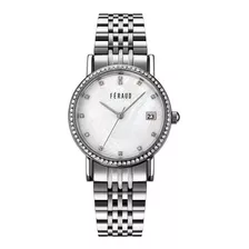 Reloj Feraud Mujer Acero Piedras Fecha Moderno F5564 Lsl
