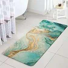 Alfombra De Baño Uphome De Lujo De Mármol Turquesa Terciopel