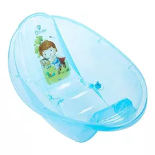 Banheira Infantil Bebê Ergonômica Anti Escorregão Dino Cor Azul Decorada