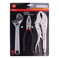  Set Herramientas Kress Llave Francesa+alicate+caiman 16007