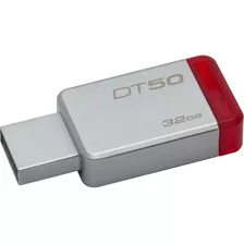 Memoria Usb Kingston Datatraveler 50 Dt50 32gb 3.1 Gen 1 Plateado Y Rojo