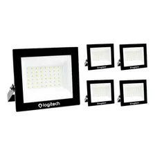 Kit 5 Refletor Led 200w 6500k Resistente Água Branco Frio