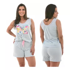 Pijama Feminino Curto Baby Doll E Short Doll 100% Algodão