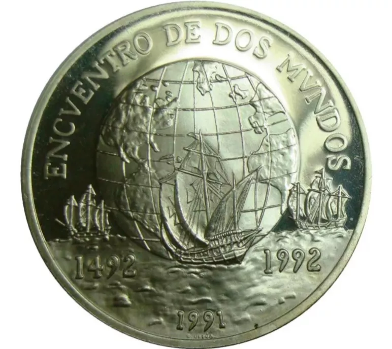 Moneda 10000 Pesos Chile 1991 Encuentro De Dos Mundos Repro