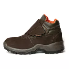 Bota De Couro Nobuck Velcro Vitoria Sra Marrom Delta Plus