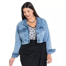 Jaqueta Jeans Plus Size Claro Estampa Costas