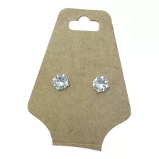 Par Brinco Masculino 7mm Prata 925 Pedra Diamante Sintético