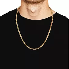 Corrente Masculina Cordão Baiano 70cm 4mm Aço Folheado Ouro