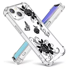 Funda Para iPhone 13 Con Diseño De Rosas Negras Y Mariposas