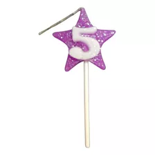 Vela Aniversário Estrela Lilas Numero 5