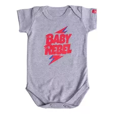 Body Bebê Rock Rebel Baby Bowie Cinza