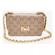 Bolsa Bebe Liv Monogram Crossbody Bone Latte Logo